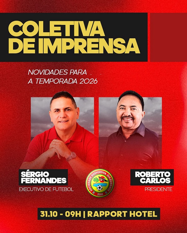 Em coletiva, nesta sexta (31), diretoria da Juazeirense apresenta projeto para temporada 2026