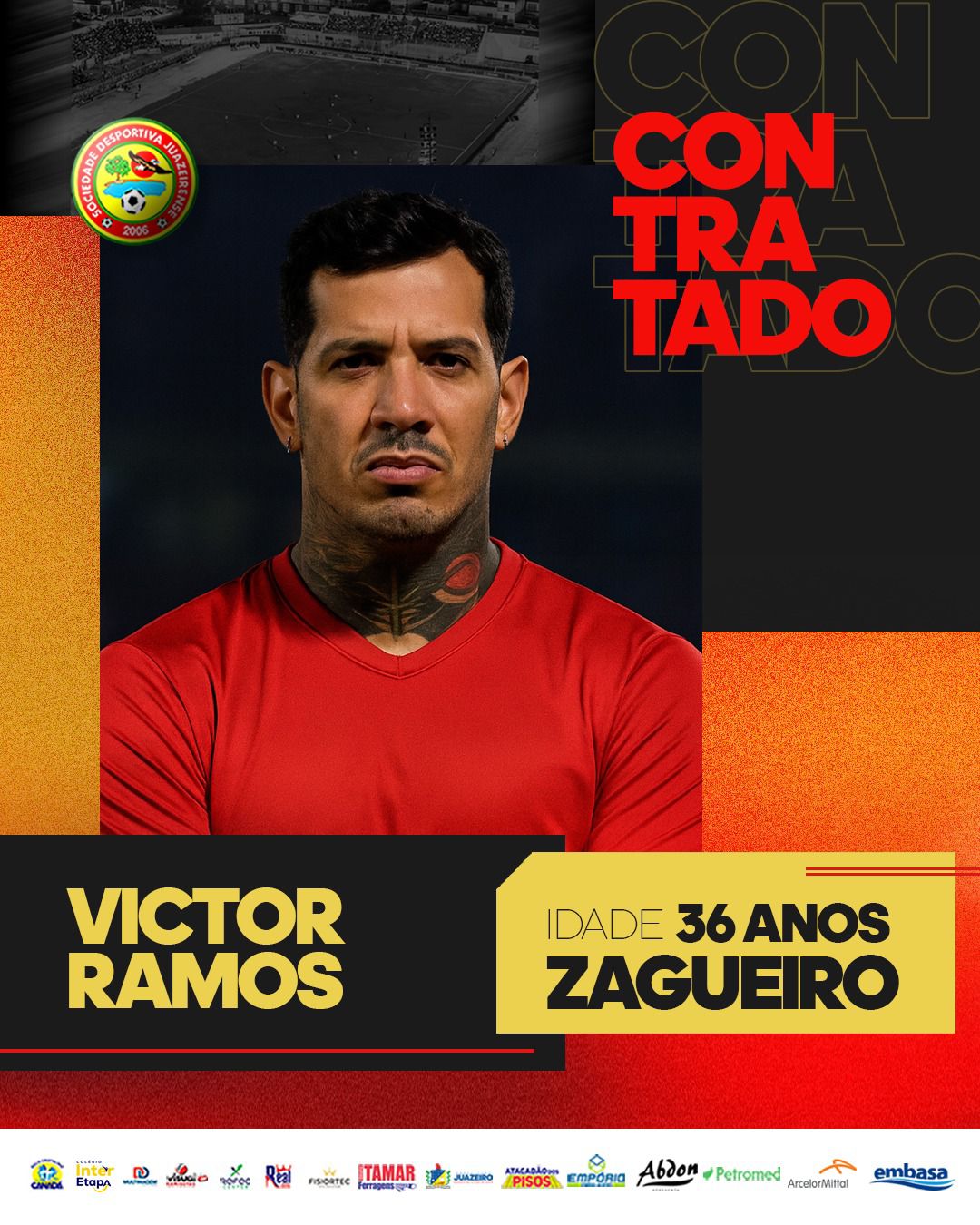 Juazeirense aposta em campanha vitoriosa em 2026 e anuncia xerife Victor Ramos na zaga