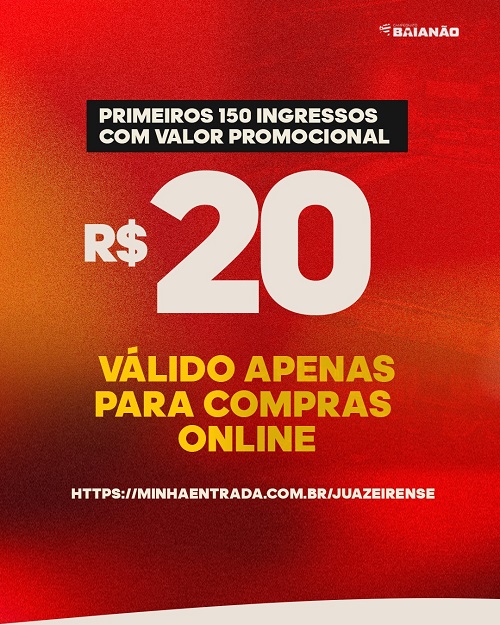 Juazeirense tem jogo da arrancada no baianão, neste domingo (16). Ingressos promocionais à venda online. Compre aqui