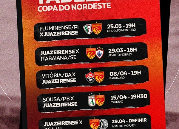 A Juazeirense estreia hoje na Copa do Nordeste em Jogo marcado para o Estádio Lindolfo Monteiro, em Teresina-PI
